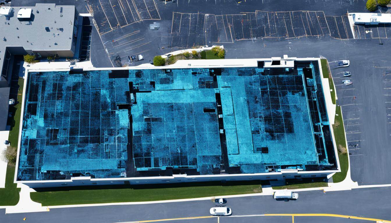 illustration showing moisture in flat roof