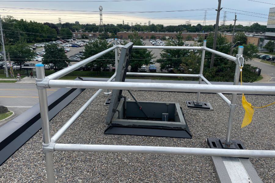rooftop hatch safety guard installation