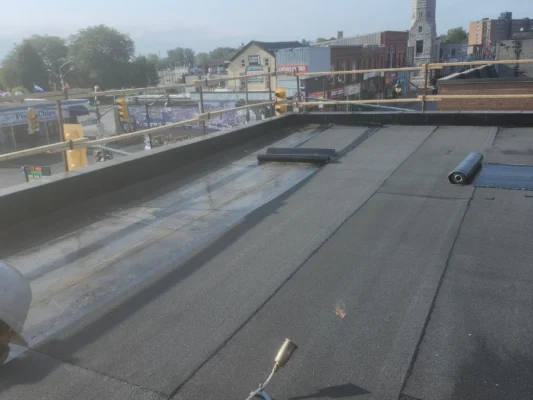 ballasted guardrails installed on roof