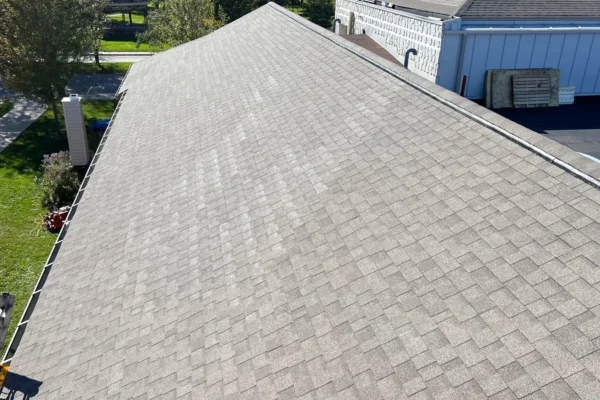 new installation of sloped shingle roof